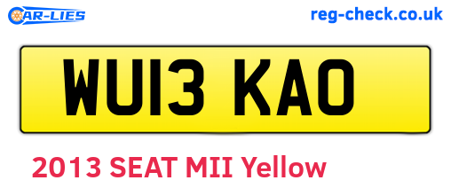 WU13KAO are the vehicle registration plates.
