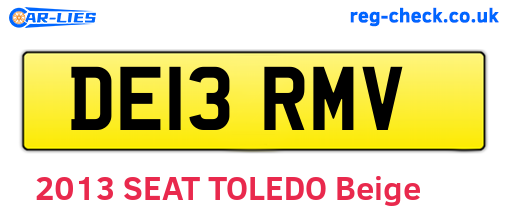 DE13RMV are the vehicle registration plates.