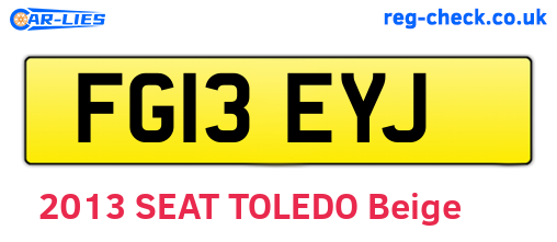 FG13EYJ are the vehicle registration plates.