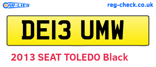 DE13UMW are the vehicle registration plates.