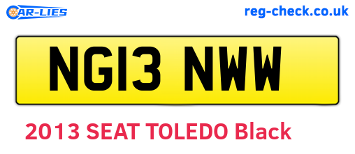 NG13NWW are the vehicle registration plates.
