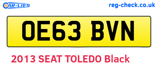OE63BVN are the vehicle registration plates.