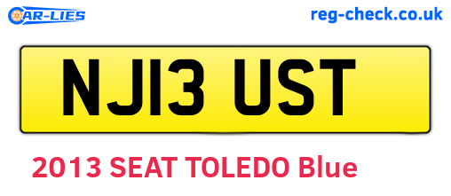 NJ13UST are the vehicle registration plates.