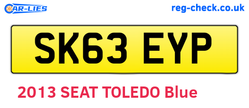 SK63EYP are the vehicle registration plates.
