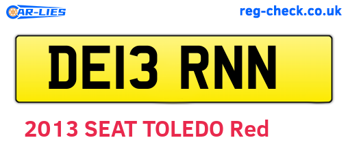 DE13RNN are the vehicle registration plates.