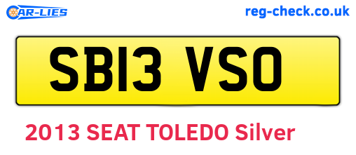 SB13VSO are the vehicle registration plates.