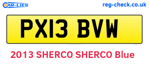 PX13BVW are the vehicle registration plates.