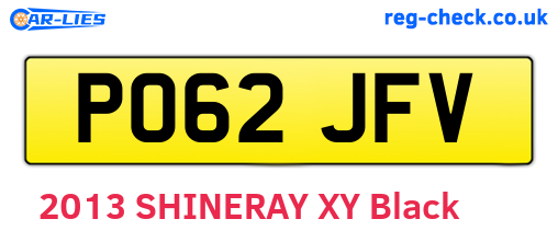 PO62JFV are the vehicle registration plates.