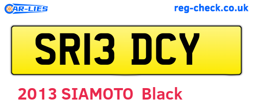 SR13DCY are the vehicle registration plates.