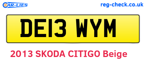 DE13WYM are the vehicle registration plates.
