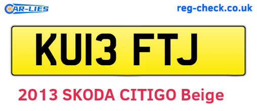 KU13FTJ are the vehicle registration plates.
