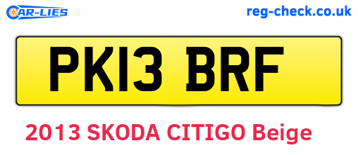 PK13BRF are the vehicle registration plates.