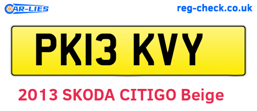 PK13KVY are the vehicle registration plates.