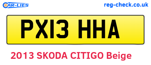 PX13HHA are the vehicle registration plates.