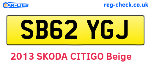 SB62YGJ are the vehicle registration plates.