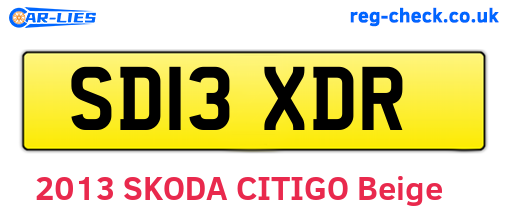 SD13XDR are the vehicle registration plates.