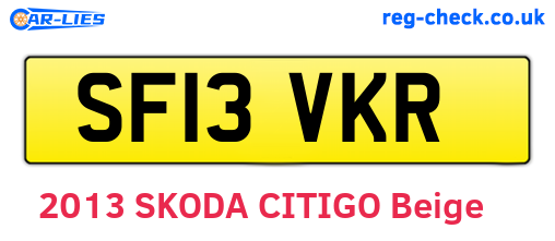 SF13VKR are the vehicle registration plates.