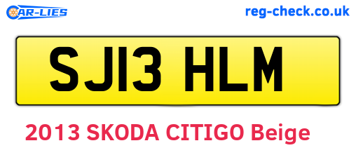 SJ13HLM are the vehicle registration plates.