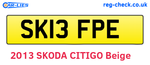 SK13FPE are the vehicle registration plates.
