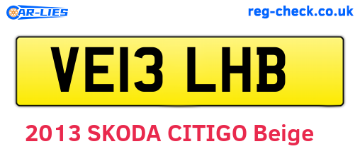 VE13LHB are the vehicle registration plates.