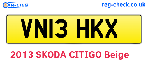 VN13HKX are the vehicle registration plates.
