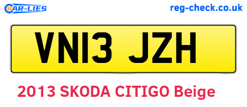 VN13JZH are the vehicle registration plates.