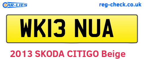 WK13NUA are the vehicle registration plates.