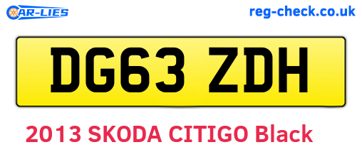DG63ZDH are the vehicle registration plates.