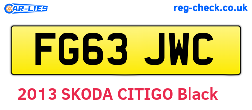 FG63JWC are the vehicle registration plates.