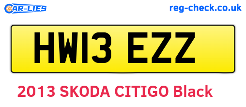 HW13EZZ are the vehicle registration plates.