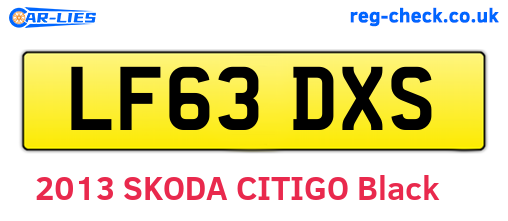 LF63DXS are the vehicle registration plates.