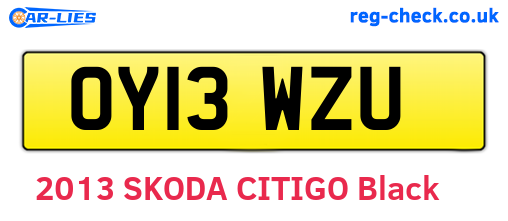 OY13WZU are the vehicle registration plates.