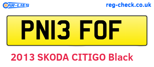 PN13FOF are the vehicle registration plates.