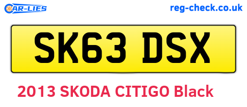 SK63DSX are the vehicle registration plates.