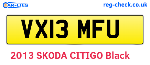 VX13MFU are the vehicle registration plates.