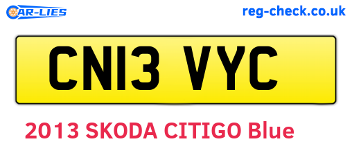 CN13VYC are the vehicle registration plates.