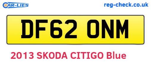 DF62ONM are the vehicle registration plates.
