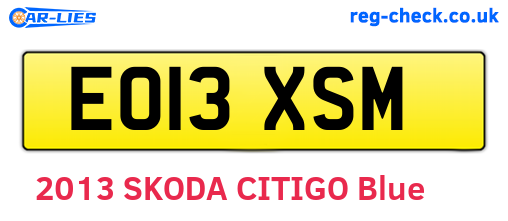 EO13XSM are the vehicle registration plates.