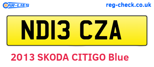 ND13CZA are the vehicle registration plates.