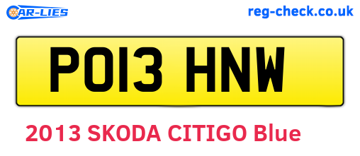 PO13HNW are the vehicle registration plates.