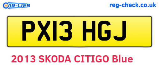 PX13HGJ are the vehicle registration plates.