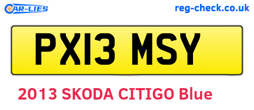 PX13MSY are the vehicle registration plates.
