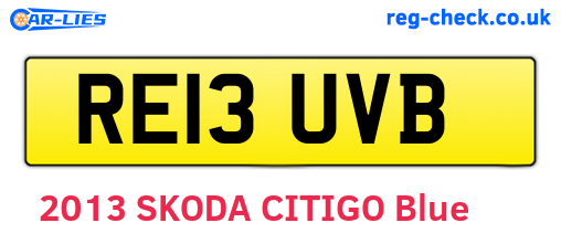 RE13UVB are the vehicle registration plates.