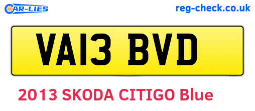 VA13BVD are the vehicle registration plates.