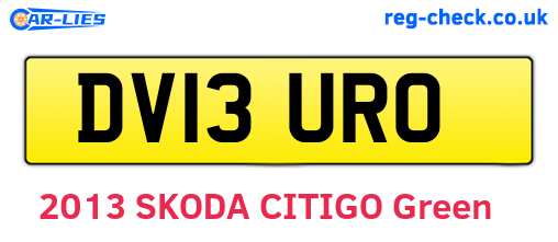 DV13URO are the vehicle registration plates.