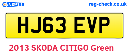 HJ63EVP are the vehicle registration plates.