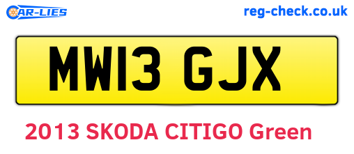 MW13GJX are the vehicle registration plates.