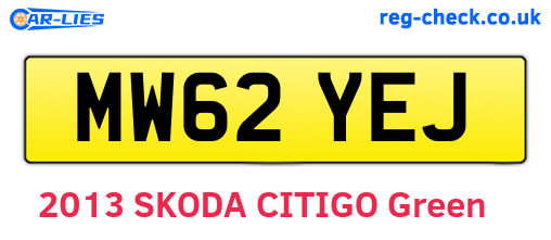 MW62YEJ are the vehicle registration plates.