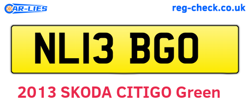 NL13BGO are the vehicle registration plates.