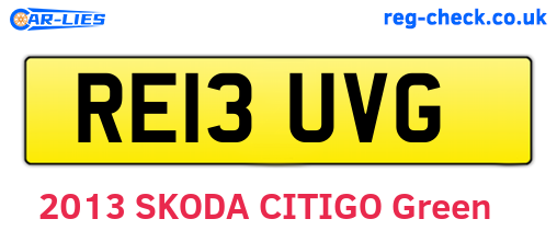 RE13UVG are the vehicle registration plates.